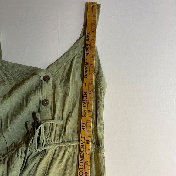 En Creme Womens Jumpsuit Romper Medium Boho Wide Leg Sleeveless V-Neck Green NEW - Picture 9 of 11